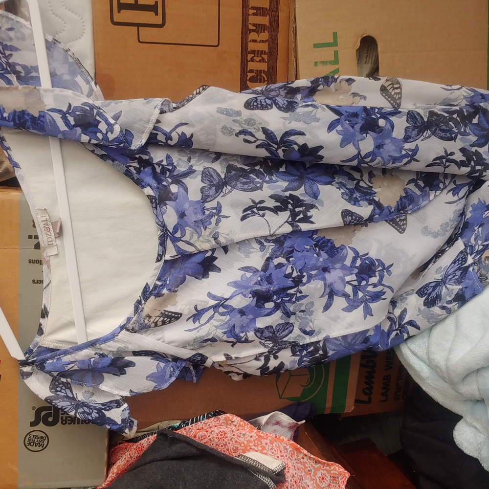 Chic Blue Floral Blouse with Elegant Embroidery